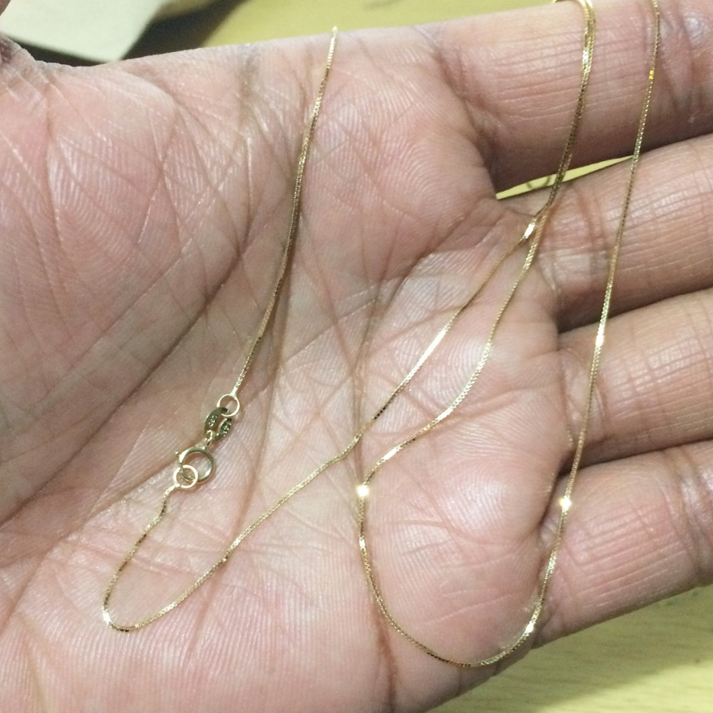 0.6 MM 14k Solid Yellow Gold Thick Box Chain 18"